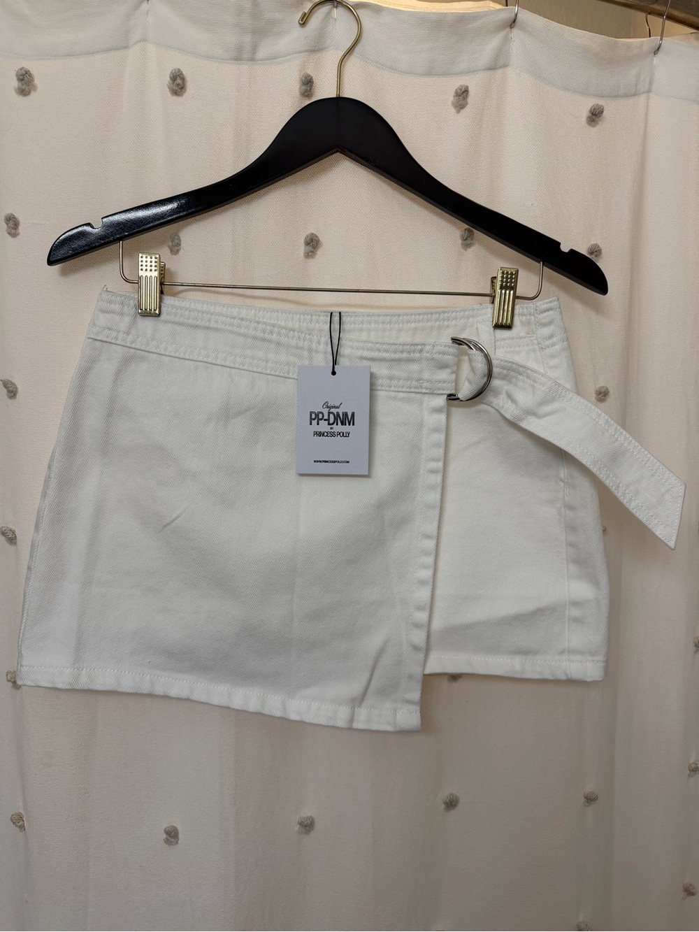 Princess Polly (PP-DNM) White Denim Wrap Skirt with D-Ring Belt